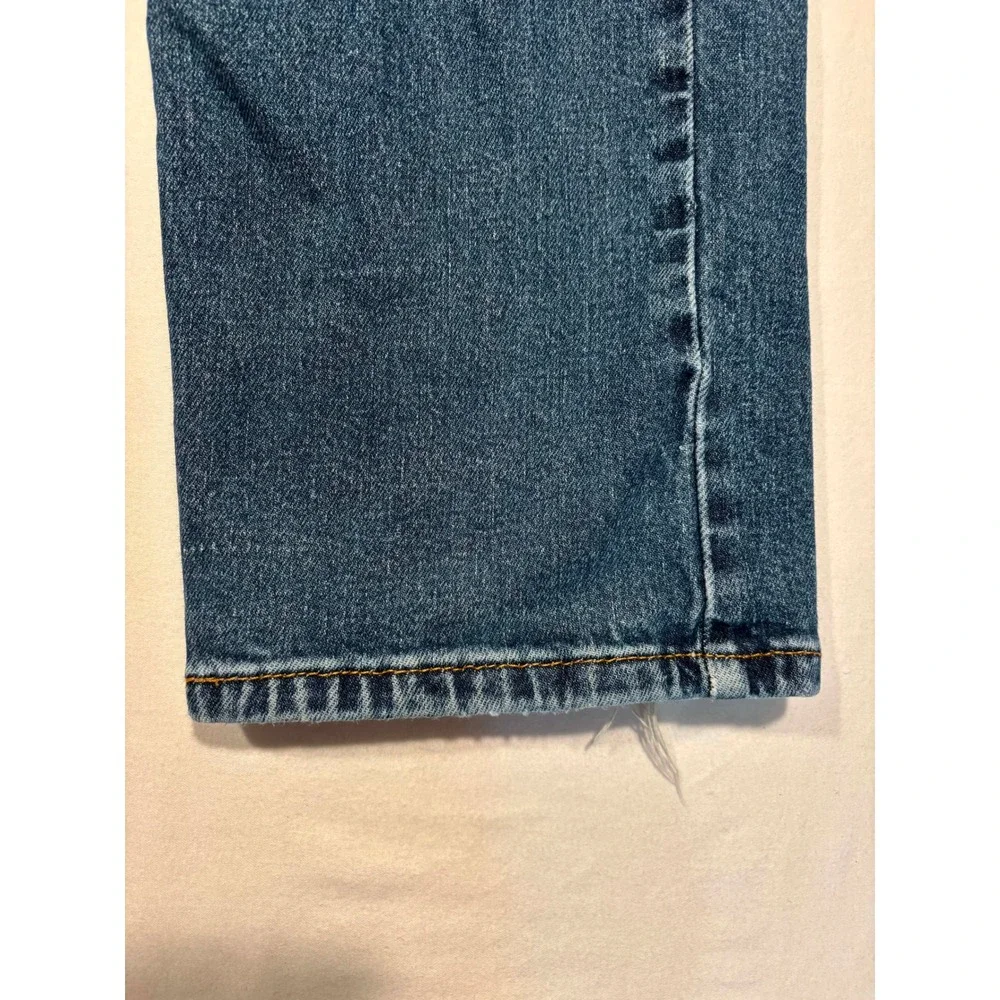Levis 505 Regular Fit Straight Leg Jeans Mens 36x34 Blue Distressed Denim